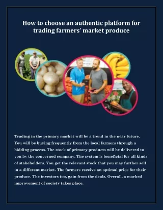 How to choose an authentic platform for trading farmers’ market produce