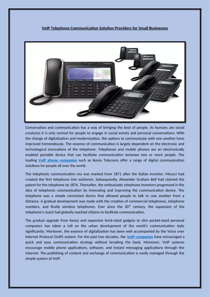 voip telephone communication solution providers