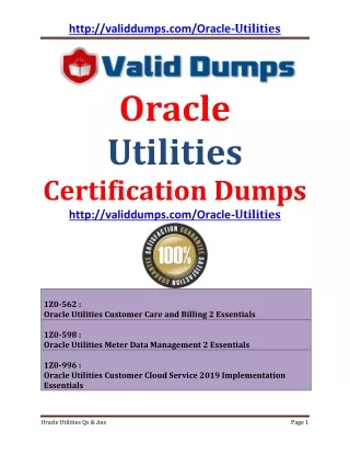 ORACLE UTILITIES : 1Z0-562 1Z0-598 1Z0-996 Certification Dumps Questions and Answers of Pass Guaranteed