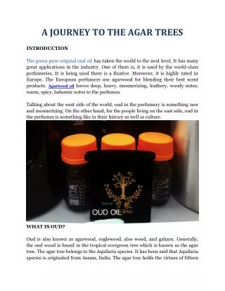 A JOURNEY TO THE AGAR TREES