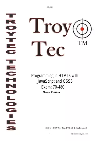 Programming in HTML5 with JavaScript and CSS3 Microsoft 70-480 Updated PDF & Exam Engine