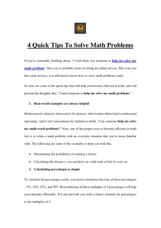 4 quick tips to solve math problems