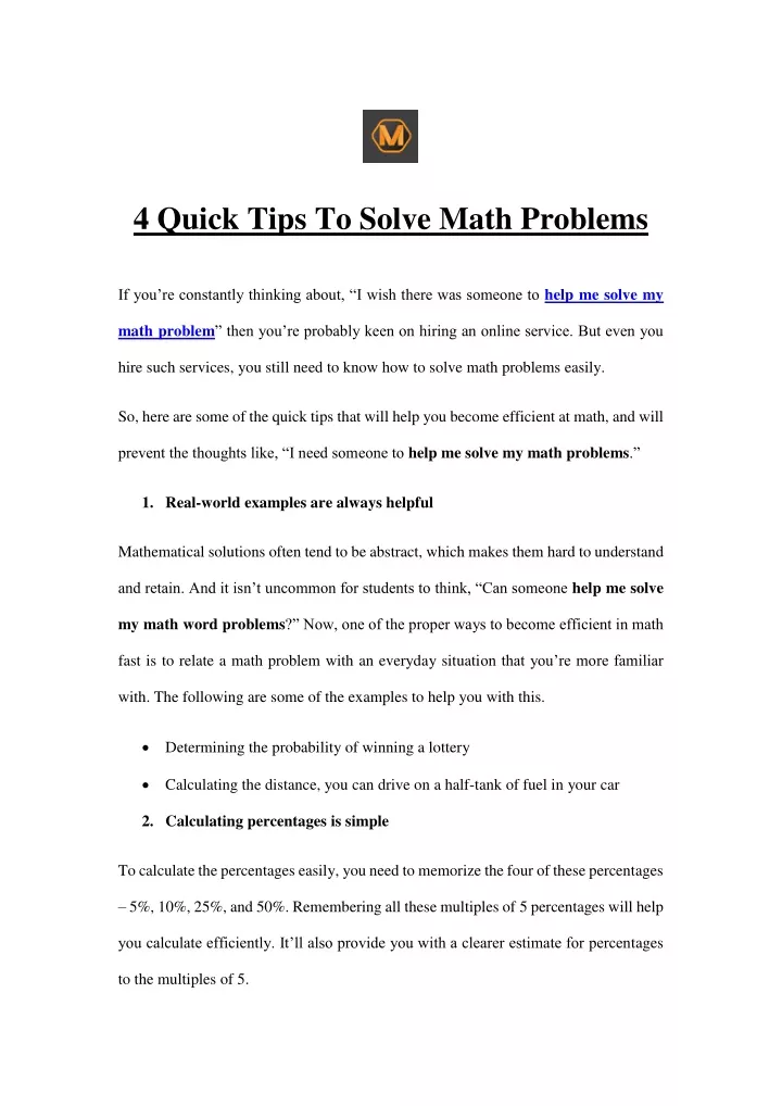 4 quick tips to solve math problems