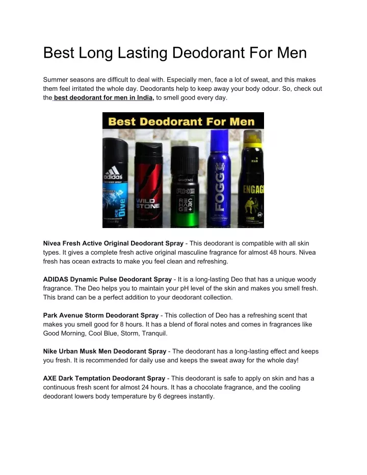 best long lasting deodorant for men