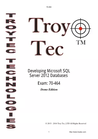 Developing Microsoft SQL Server 2012 Databases 70-464 Exams preparation
