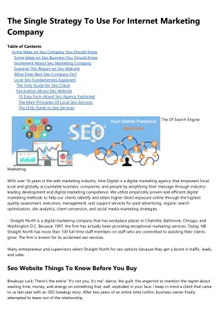 the single strategy to use for internet marketing