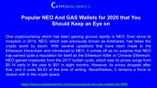 popular neo and gas wallets for 2020 that