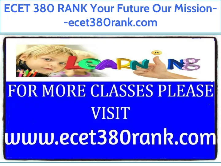 ecet 380 rank your future our mission ecet380rank