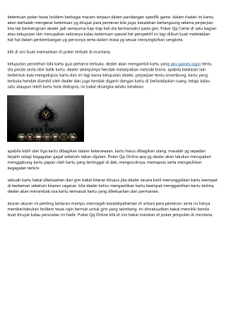 ketentuan poker texas holdem berbagai macam