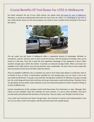 crucial benefits of tool boxes for utes