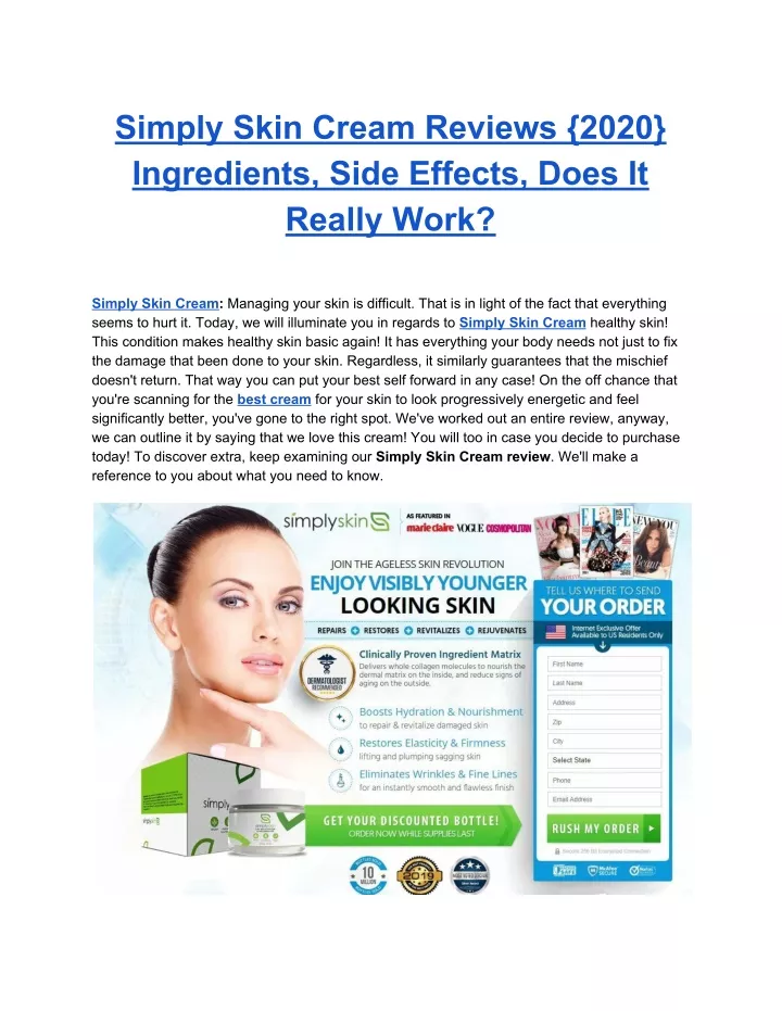 simply skin cream reviews 2020 ingredients side