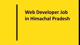 Web Developer Job in Himachal Pradesh
