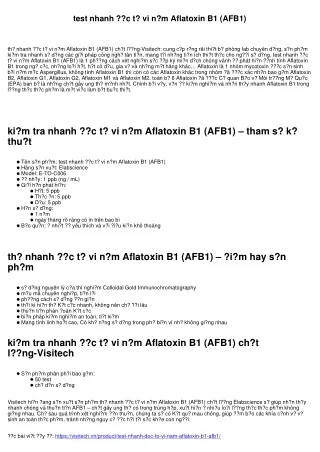 kiểm tra nhanh độc tố vi nấm Aflatoxin B1 (AFB1)