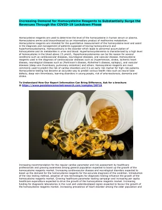 increasing demand for homocysteine reagents