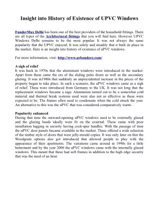 insight into history of existence of upvc windows