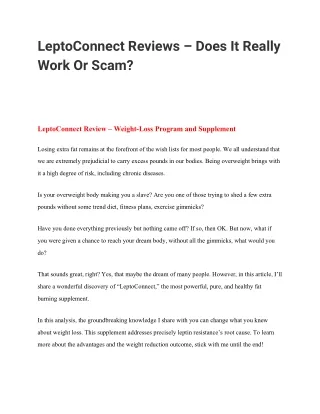 leptoconnect reviews does it really work or scam