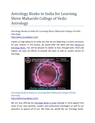 Astrology Books in India for Learning Shree Maharshi College of Vedic Astrology