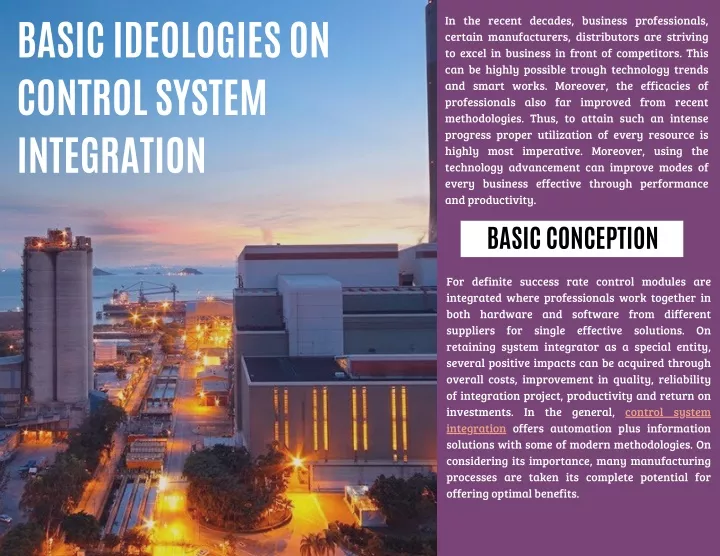 basic ideologies on control system integration