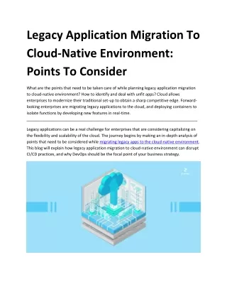 legacy application migration to cloud native