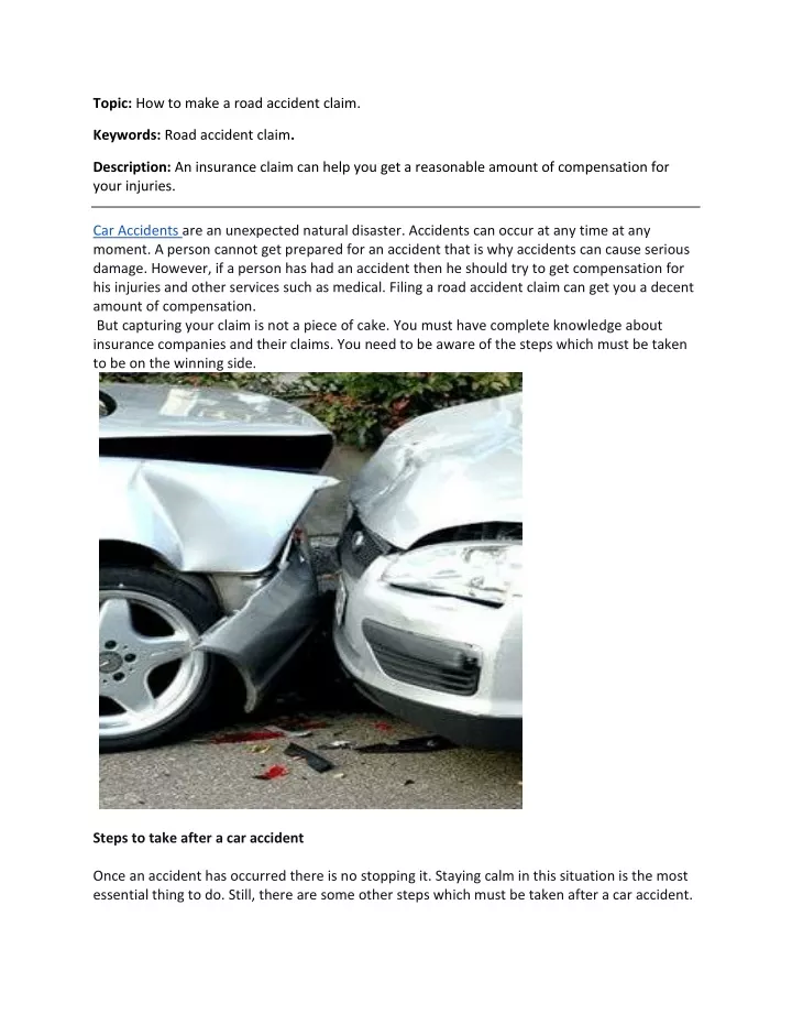 topic how to make a road accident claim
