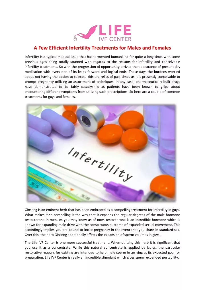 a few efficient infertility treatments for males