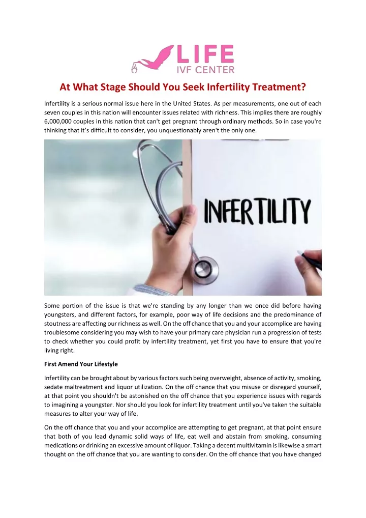 at what stage should you seek infertility