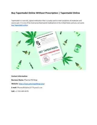 Buy Tapentadol Online Without Prescription | Tapentadol Online