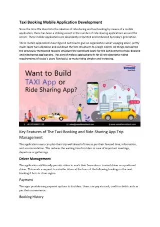 taxi booking mobile application development
