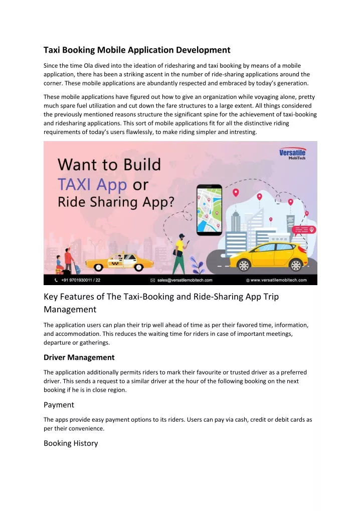 taxi booking mobile application development