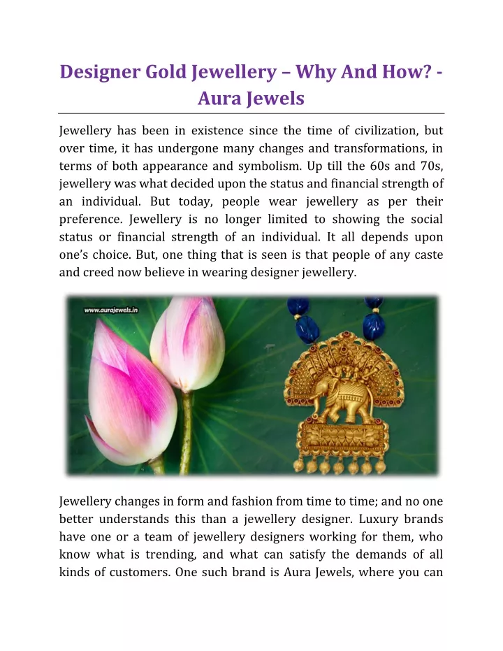 designer gold jewellery why and how aura jewels