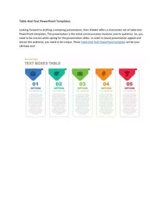 table and text powerpoint templates looking