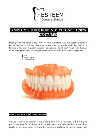 Symptoms That Indicate You Need New Dentures