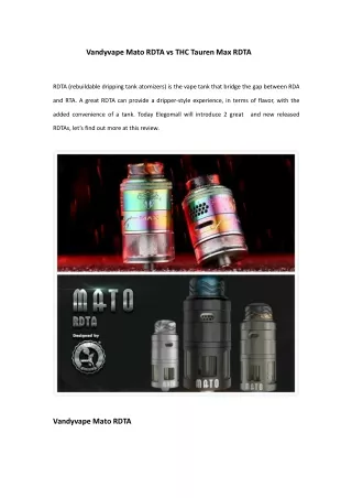 vandyvape mato rdta vs thc tauren max rdta