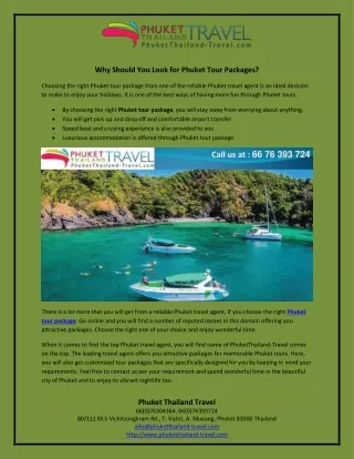Why Should You Look for Phuket Tour Packages?