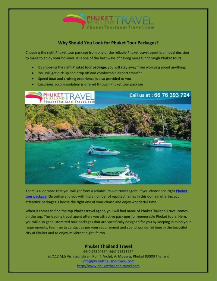 why should you look for phuket tour packages