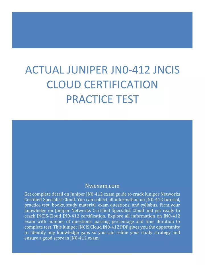 actual juniper jn0 412 jncis cloud certification