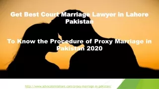 Advocate Jamila Brief procedure of Procedure of Proxy Marriage in Pakistan