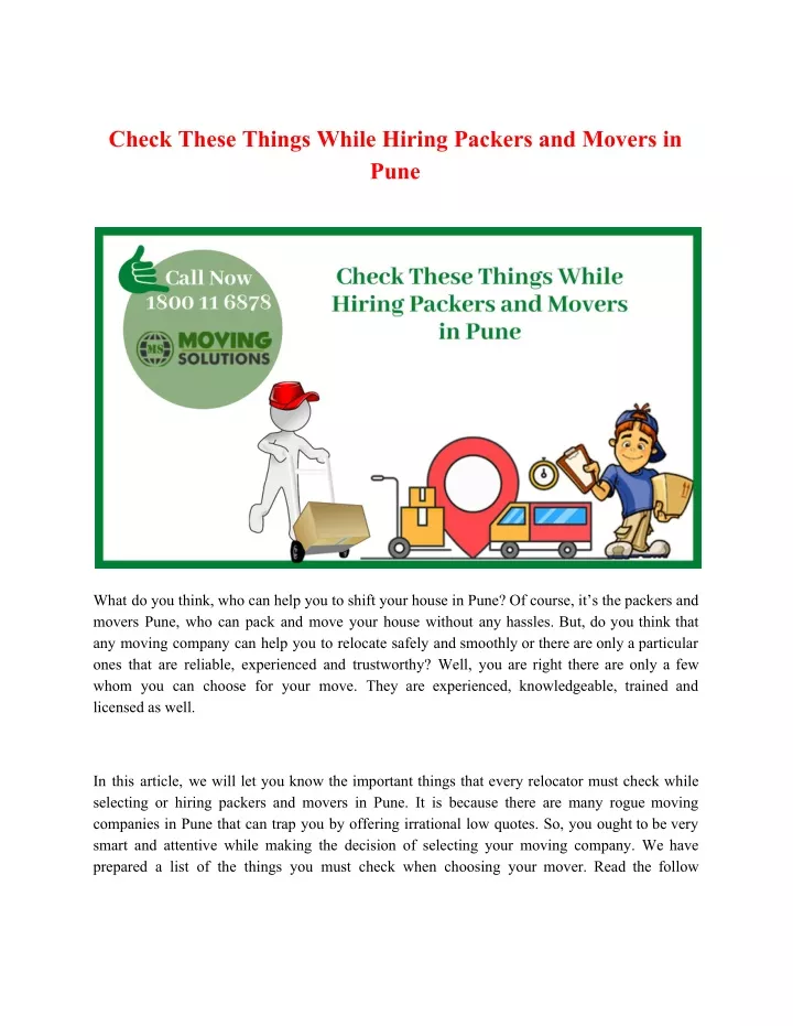 check these things while hiring packers