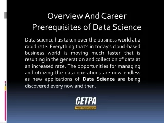 Overview And Career Prerequisites of Data Science Training