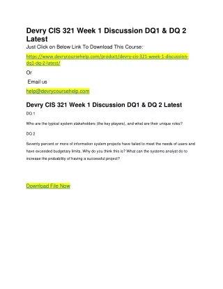 devry cis 321 week 1 discussion dq1 dq 2 latest