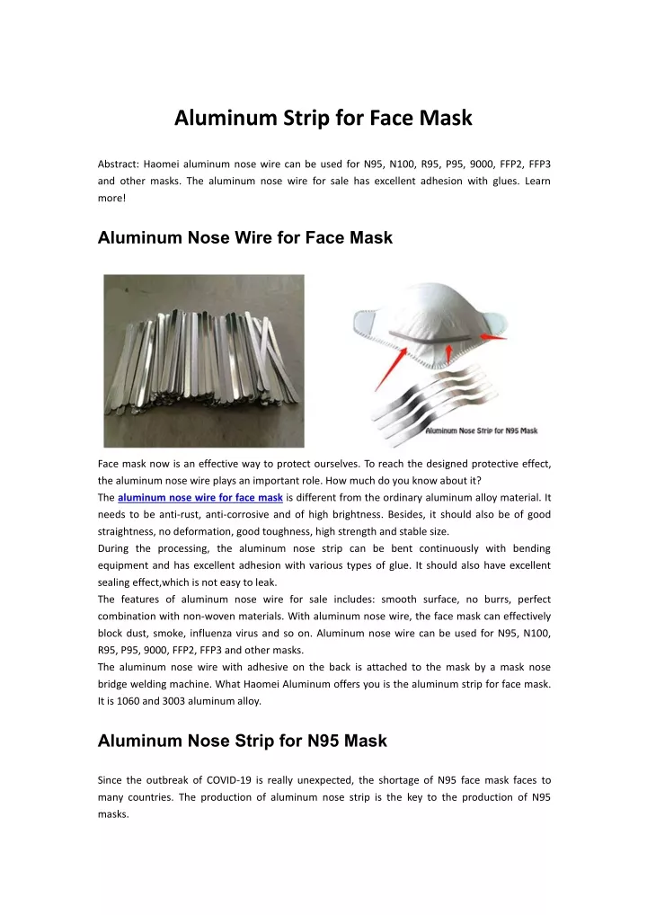 aluminum strip for face mask