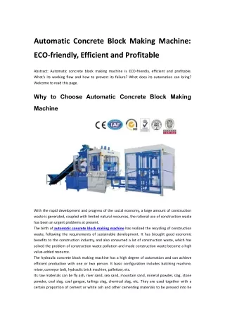 automatic concrete block making machine