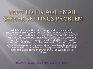 how to fix aol email server settings problem