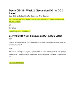 devry cis 321 week 2 discussion dq1 dq 2 latest