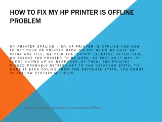 how to fix my hp printer is offline problem