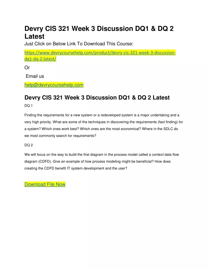 devry cis 321 week 3 discussion dq1 dq 2 latest