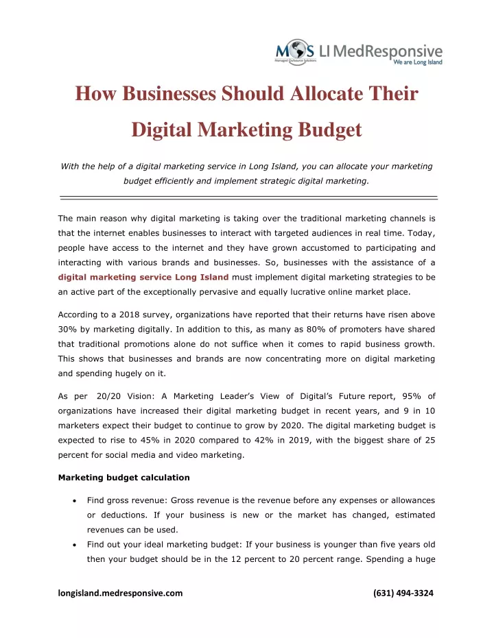 how businesses should allocate their
