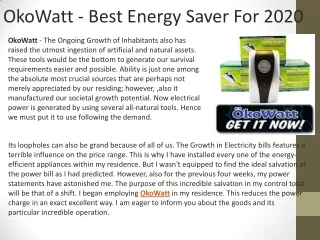 OkoWatt - Best Energy Saver For 2020