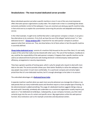 stradsolutions the most trusted dedicated server