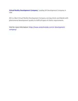 virtual reality development company leading